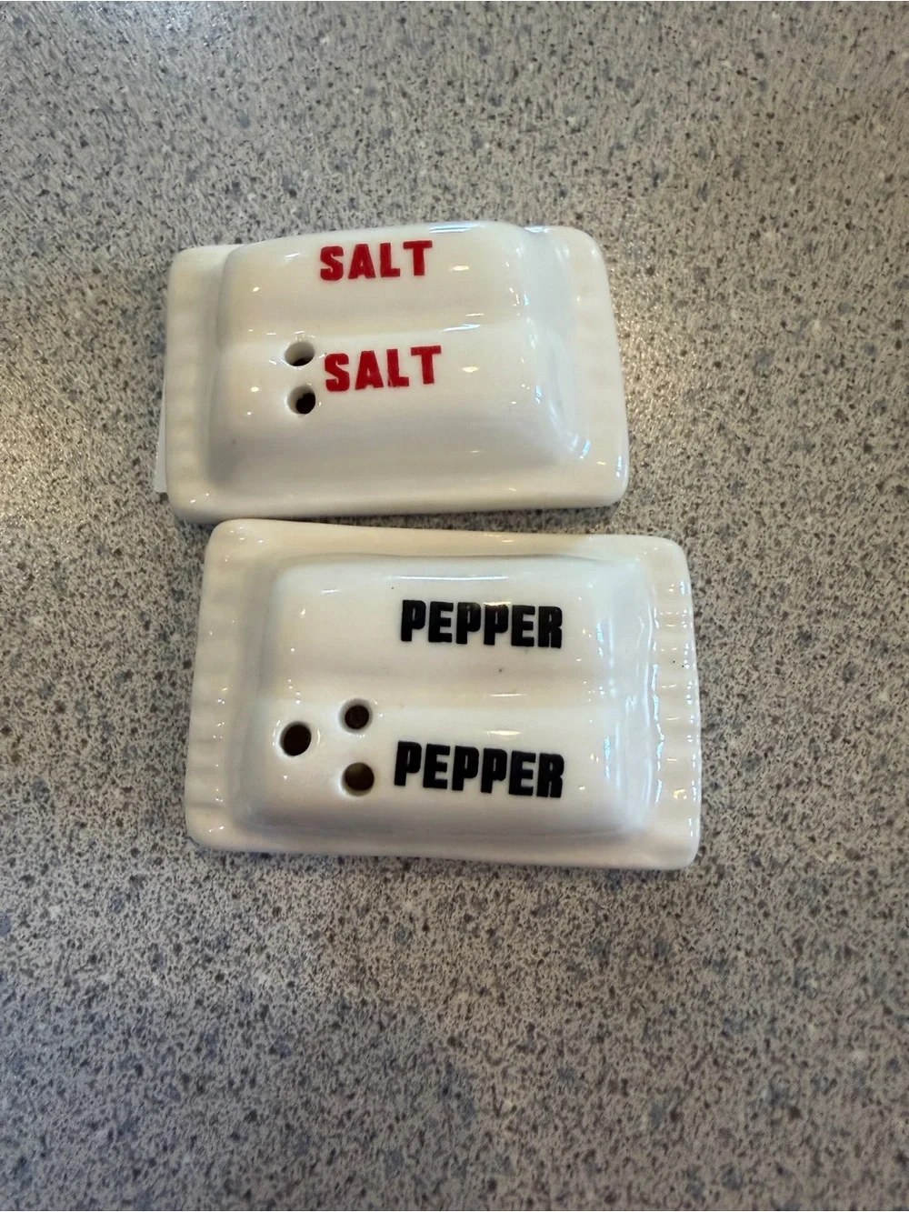 New Crate & Barrel Mini Salt & Pepper Shaker Butter Dish Shaped 2